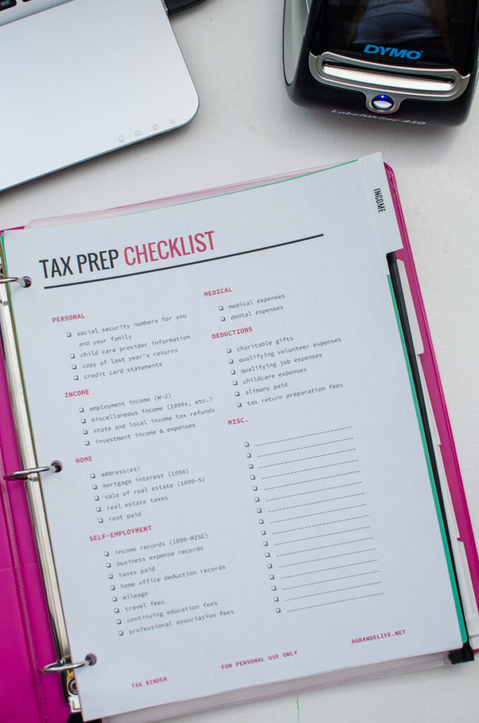 How To Get Organized For Taxes Using An Income Tax Binder
