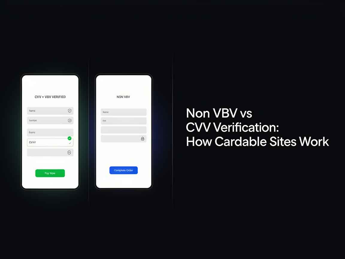 Comparison diagram of CVV verified checkout vs non VBV checkout for cardable sites.
