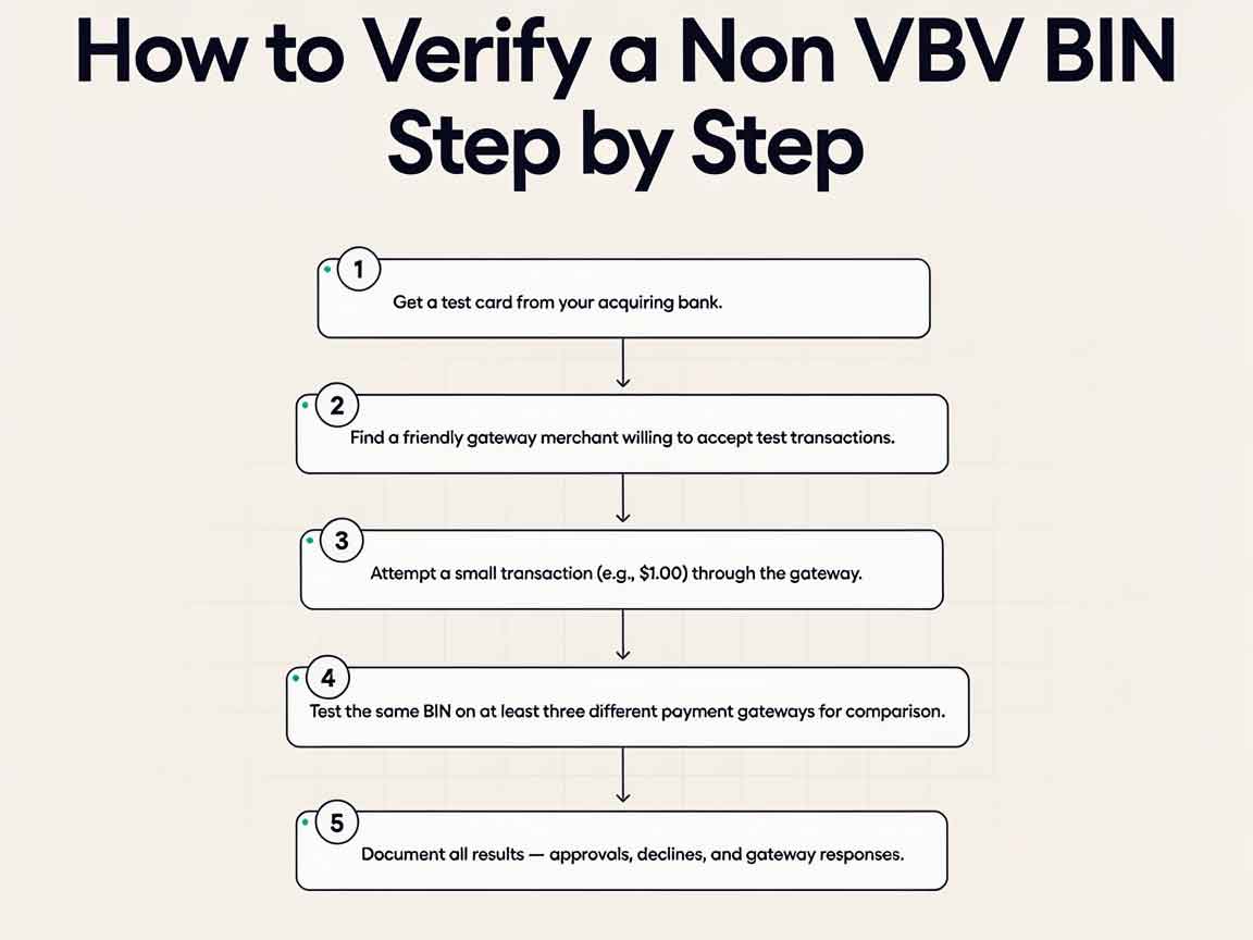 Step-by-step flowchart for verifying a non VBV BIN independently.